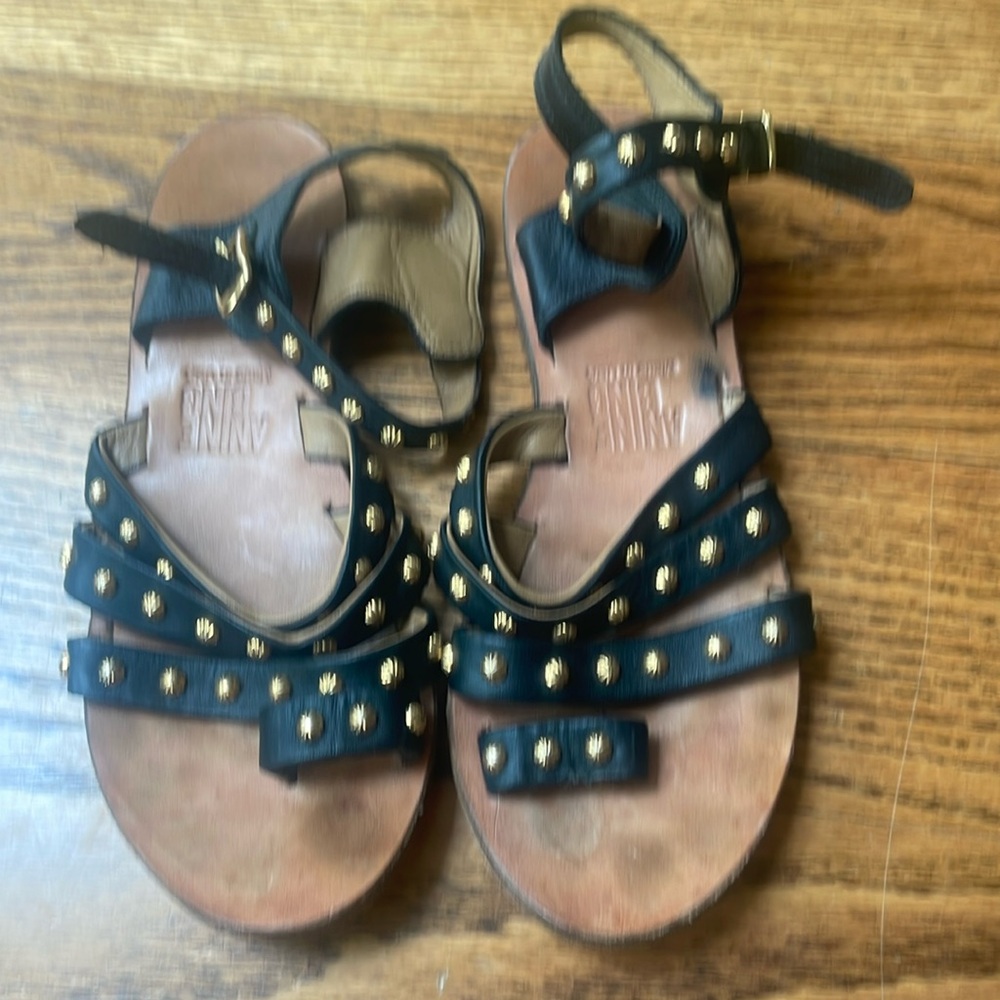 Loving worn Size 6.5 Annie Bing Black Leather Sandals.